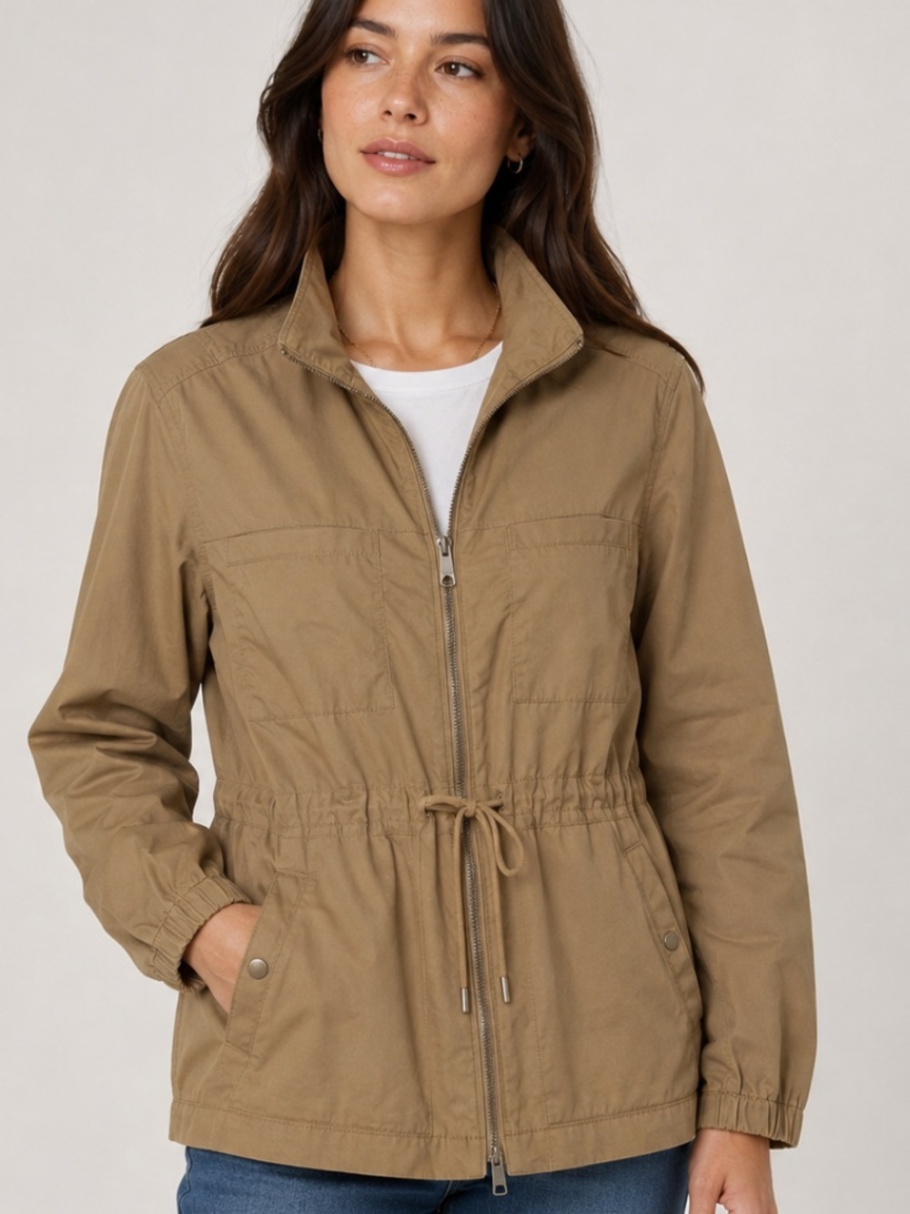 Old Navy Tan Drawstring Utility Field Jacket